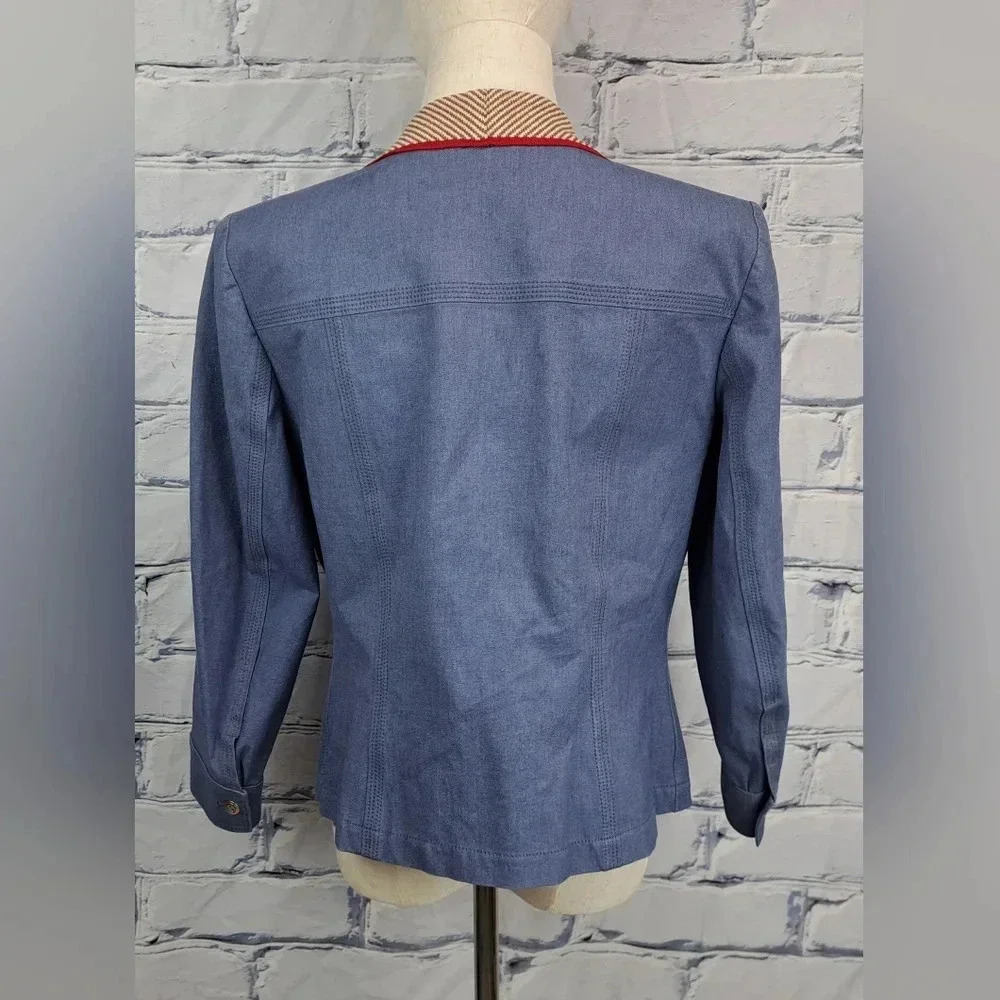 St John Sport Women's Full Zip Denim Jacket Stretch Multicolor Size Medium - Picture 6 of 16